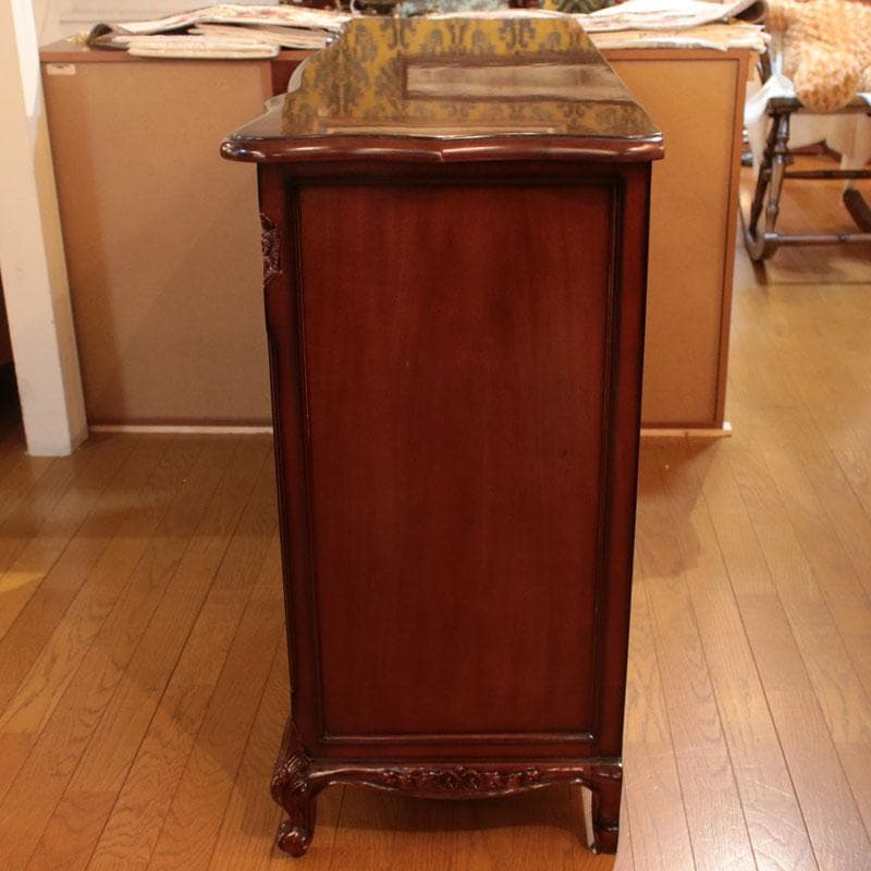 ローキャビネット マホガニー 幅135cm 引出 収納 棚 605-269