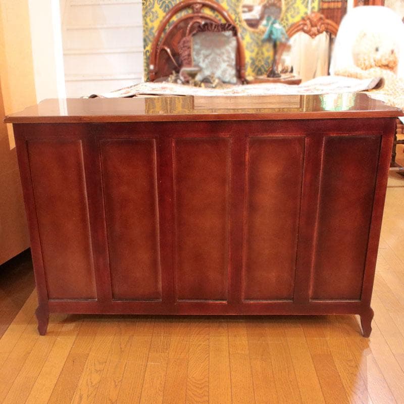 ローキャビネット マホガニー 幅135cm 引出 収納 棚 605-269