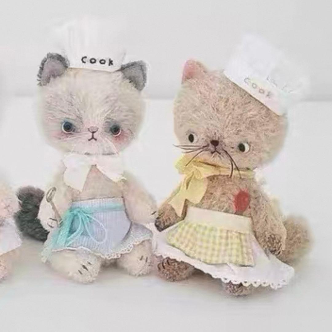 シェフ仔猫ちゃん アーティストベア 海外作家様 ハンドメイド ぬいぐるみ 置物