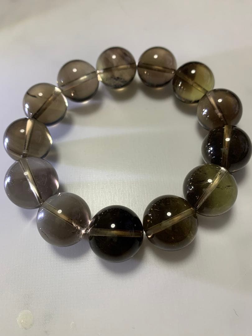 スモーキークォーツ ビーズブレスレット　17ミリ後半　内径17