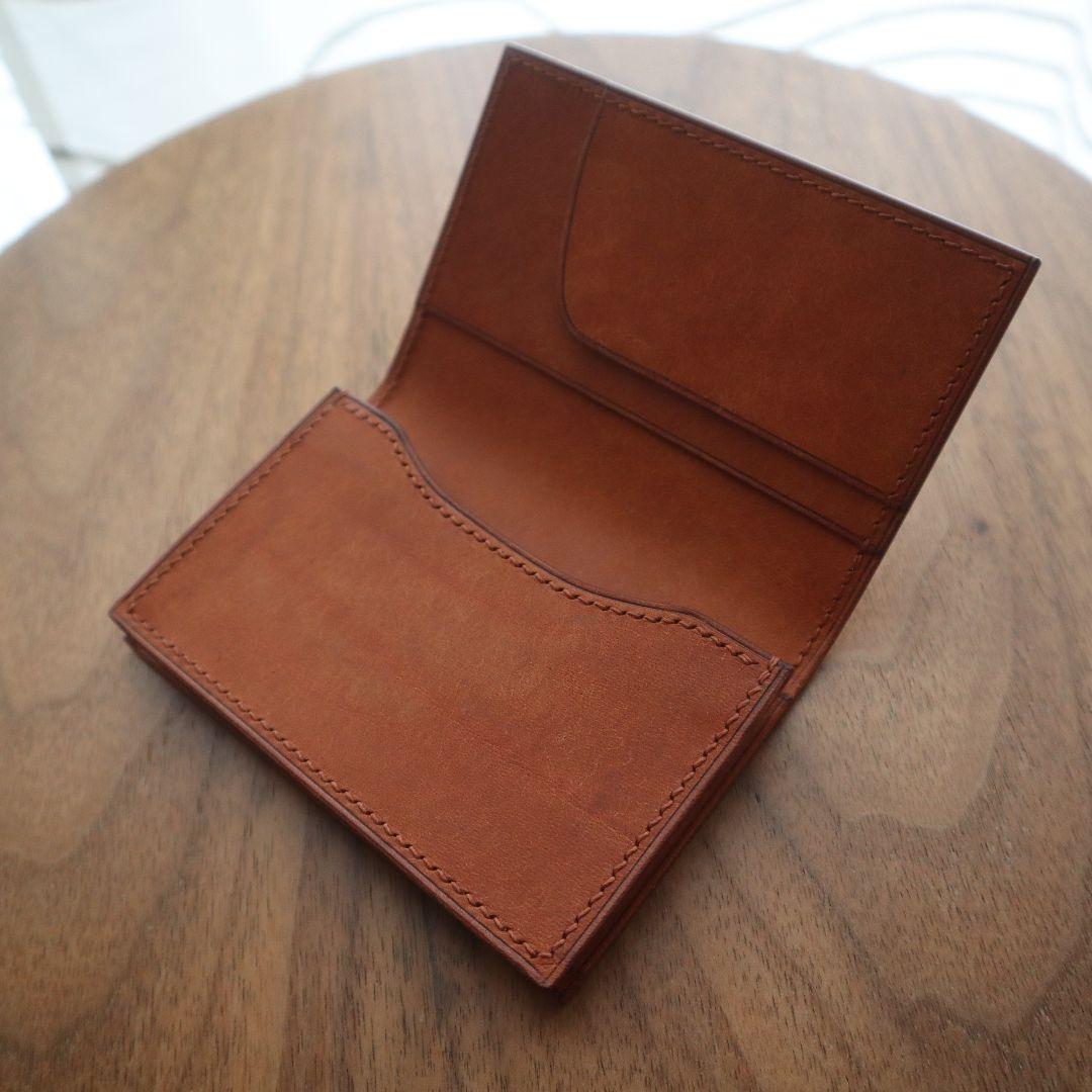 【受注制作】大容量名刺入れ　通しマチ　イタリアンレザー