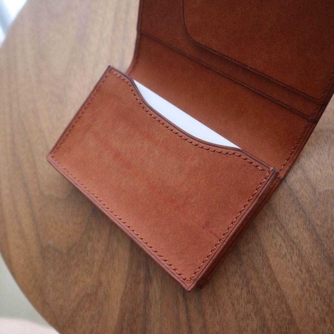 【受注制作】大容量名刺入れ　通しマチ　イタリアンレザー