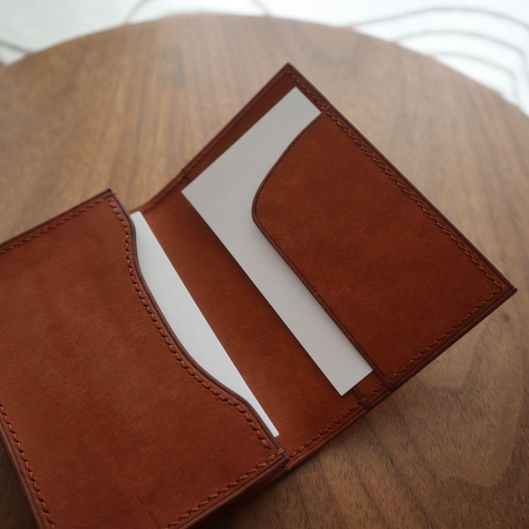 【受注制作】大容量名刺入れ　通しマチ　イタリアンレザー