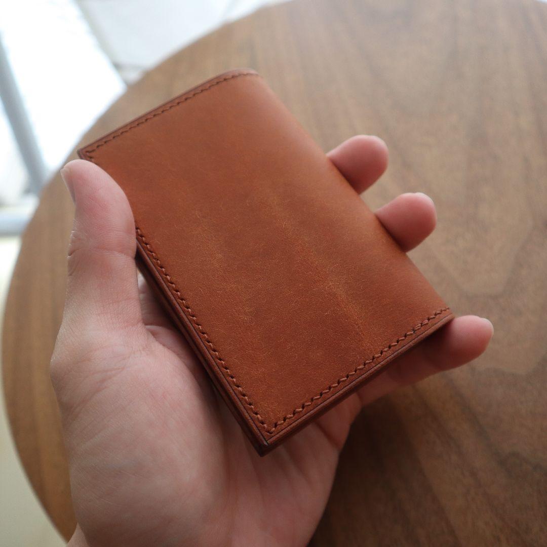 【受注制作】大容量名刺入れ　通しマチ　イタリアンレザー