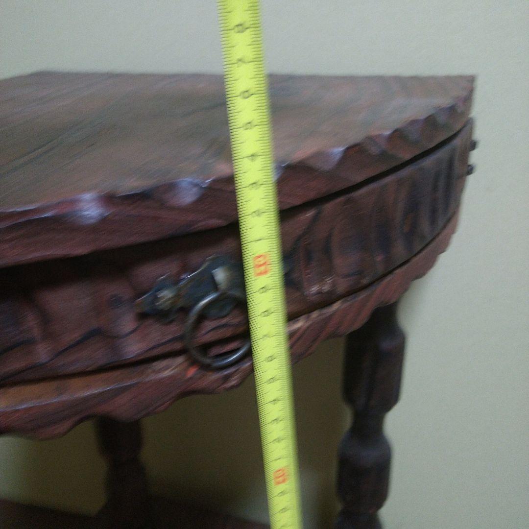 ヴィンテージ家具 木製 コーナー サイドテーブル 引き出し付き