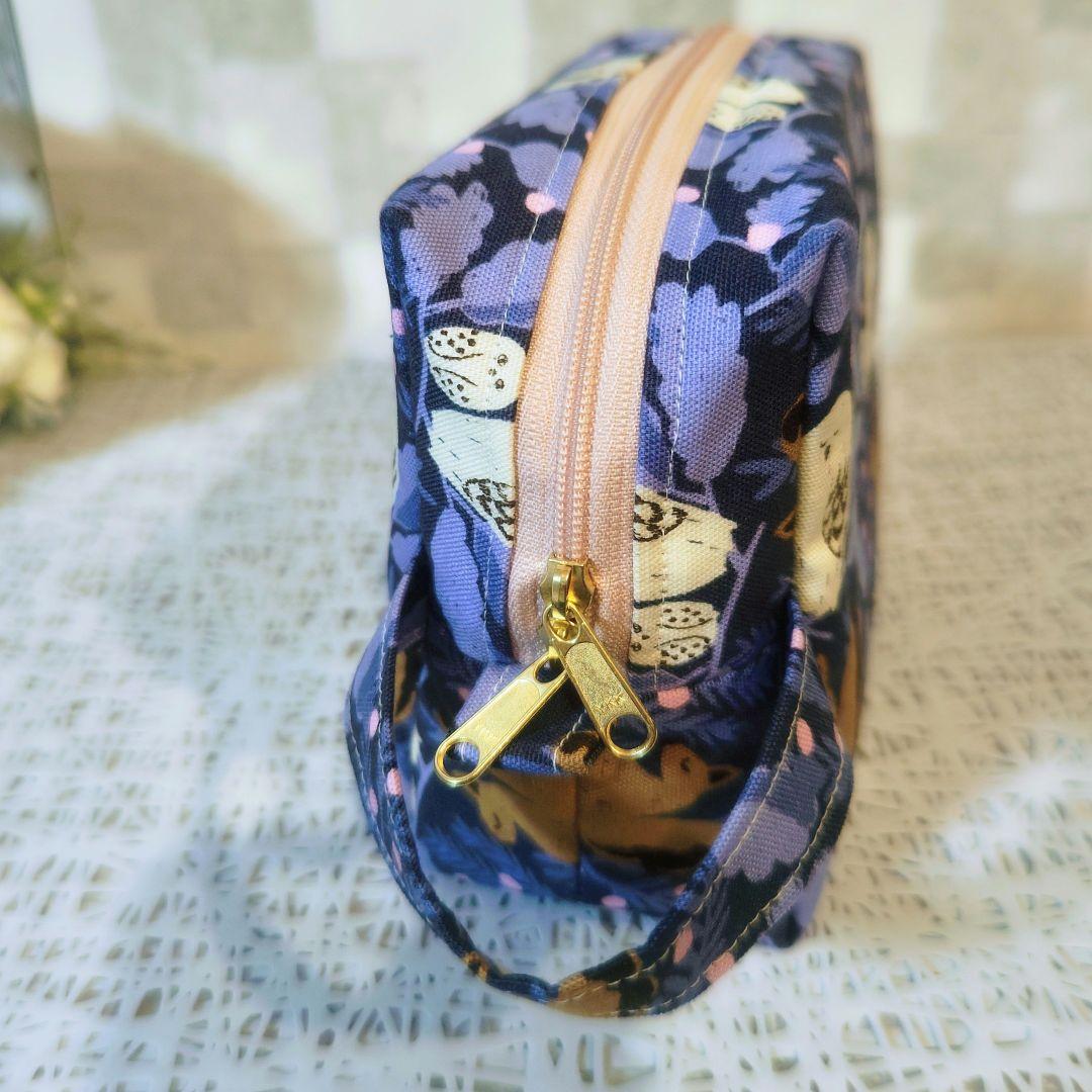 専用ページ✿2点森のふくろう リス柄ボックスポーチ　kippis生地使用　北欧