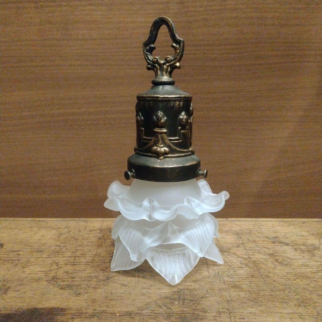 ガラスシェード アプリカシオン バラランプ　アンティーク　フランス