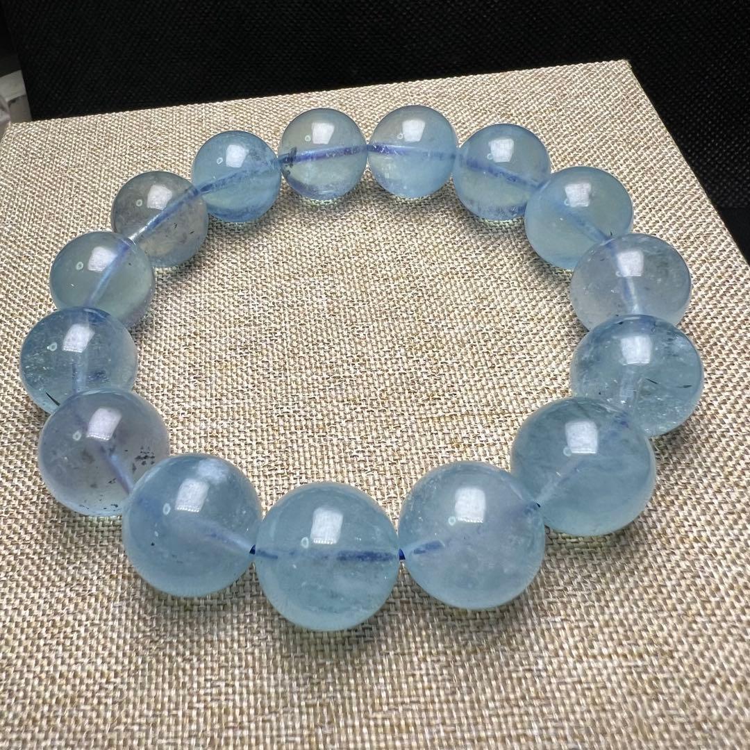 【81311】 高品質 アクアマリン 14.5mm ブレスレット 天然石