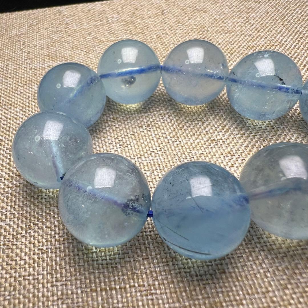 【81311】 高品質 アクアマリン 14.5mm ブレスレット 天然石