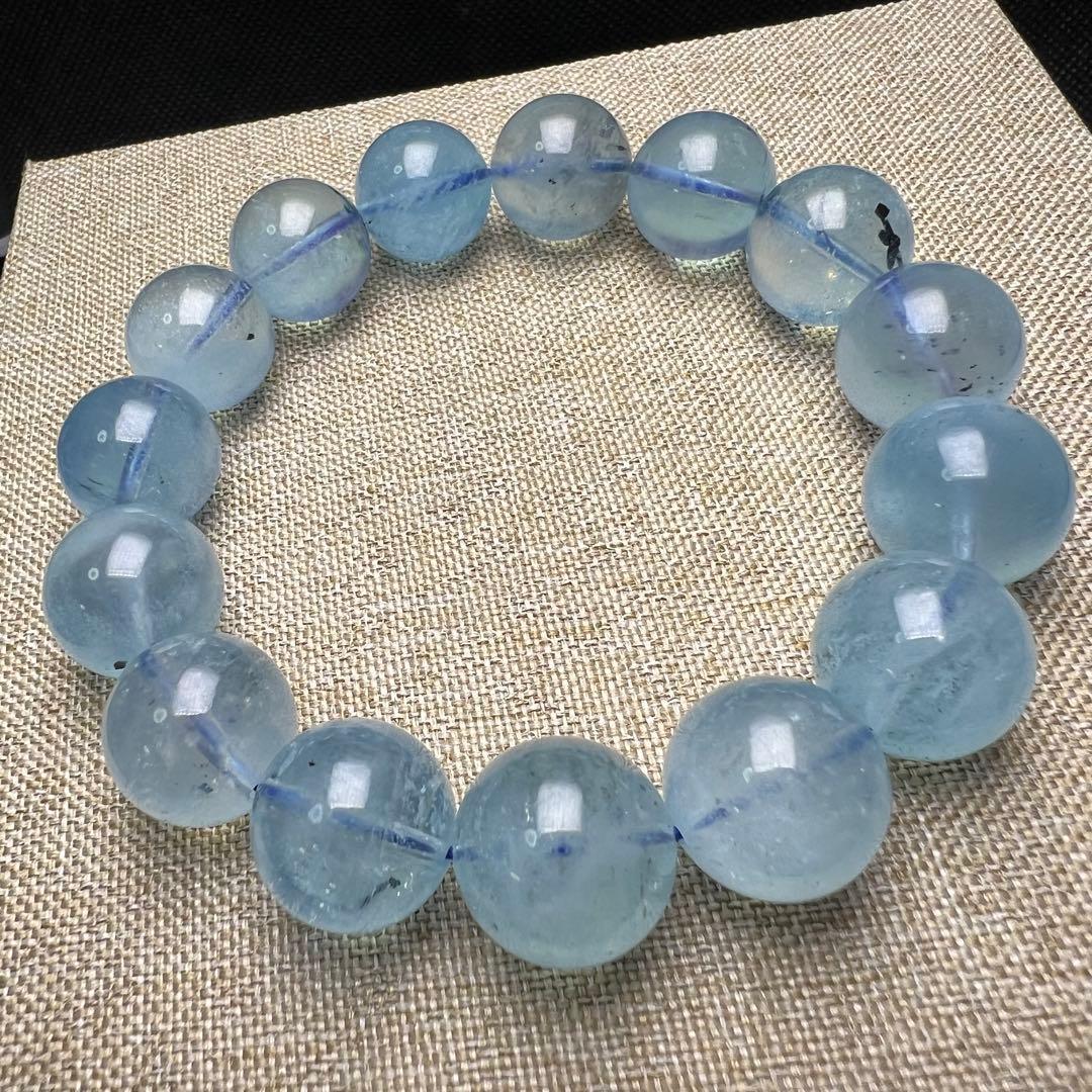 【81311】 高品質 アクアマリン 14.5mm ブレスレット 天然石