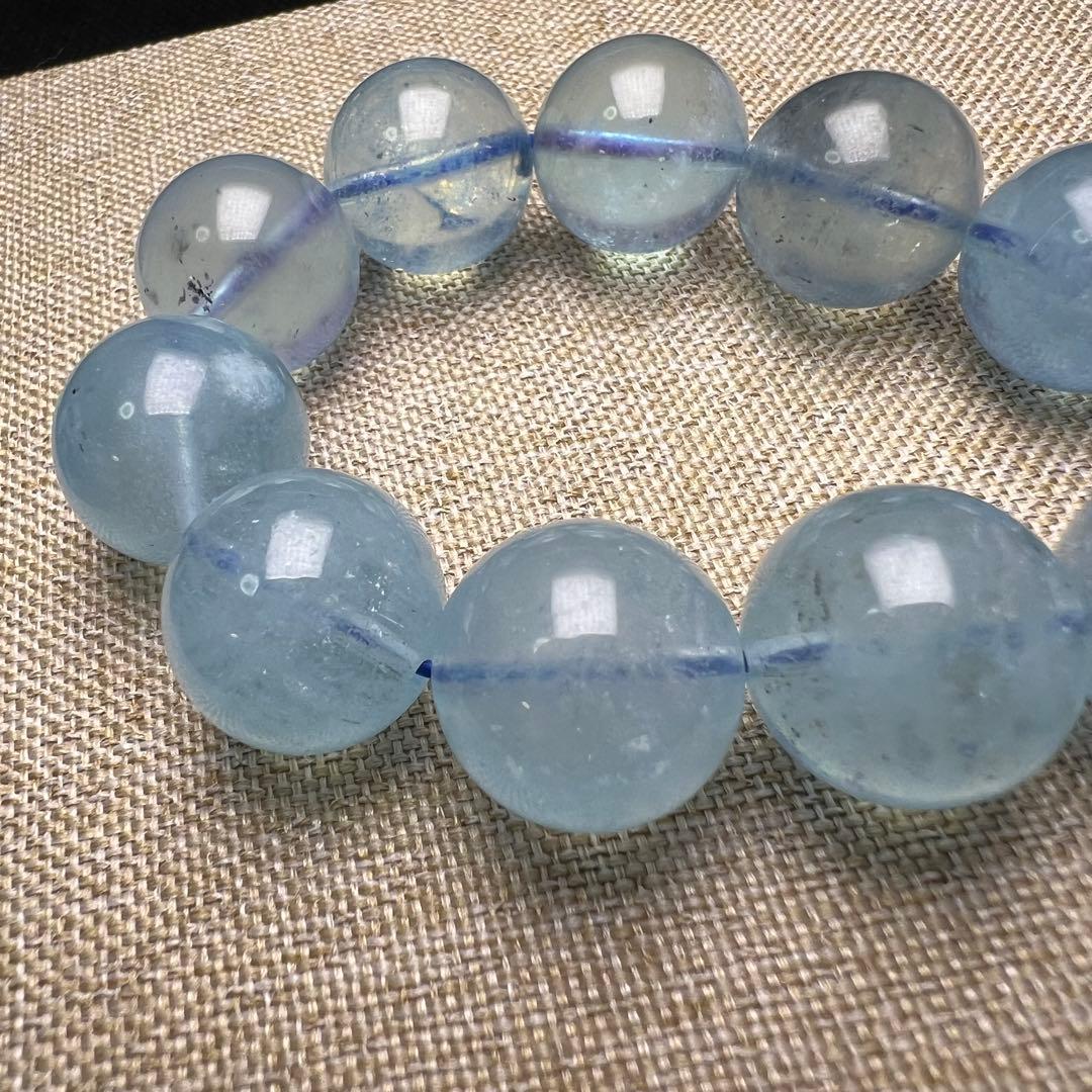 【81311】 高品質 アクアマリン 14.5mm ブレスレット 天然石