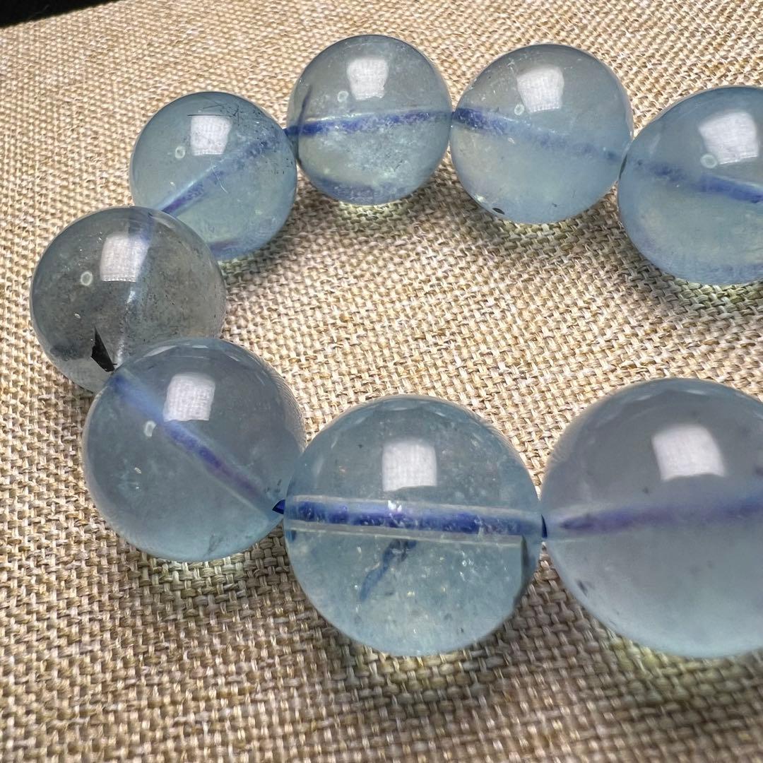 【81311】 高品質 アクアマリン 14.5mm ブレスレット 天然石