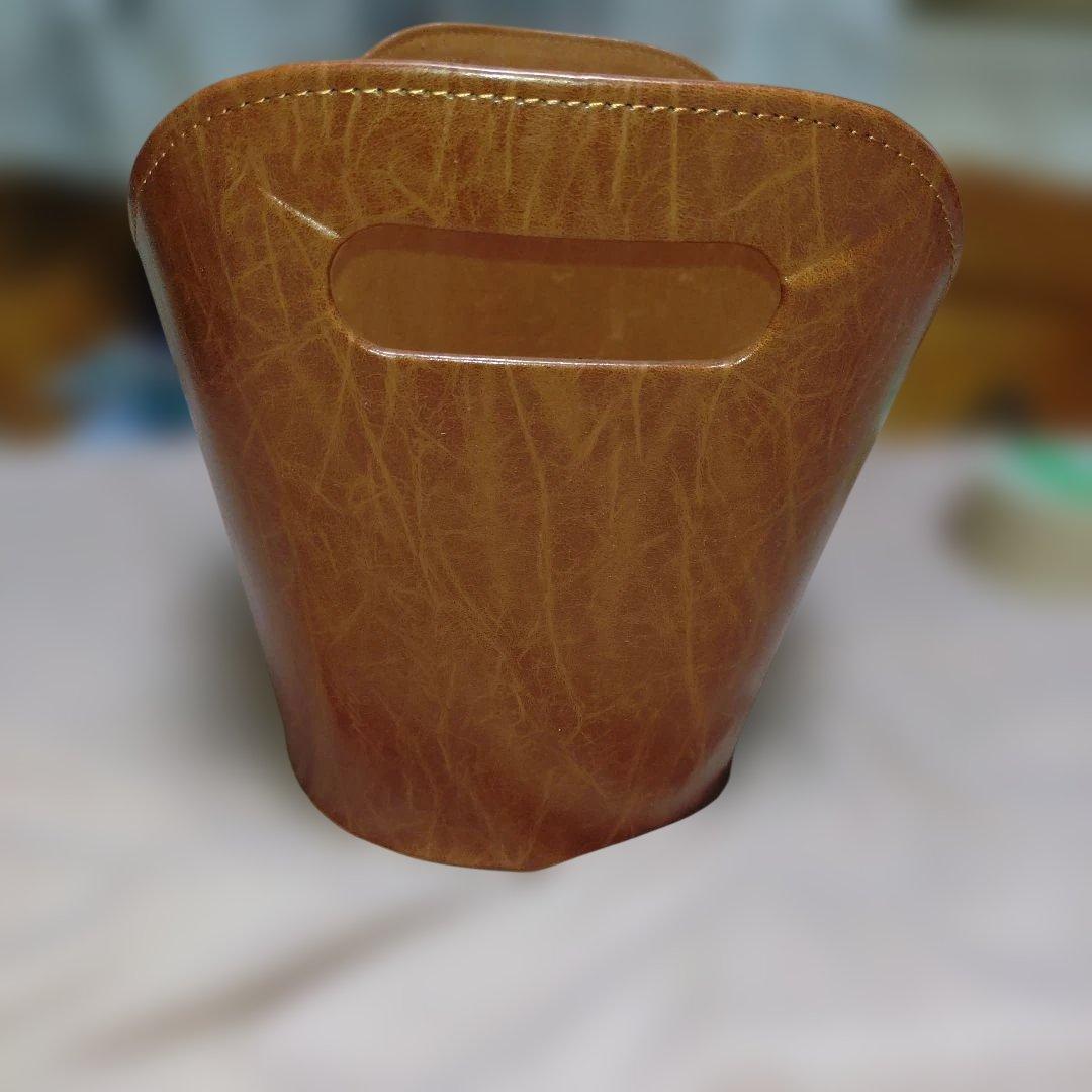 合皮製バスケット 茶色
