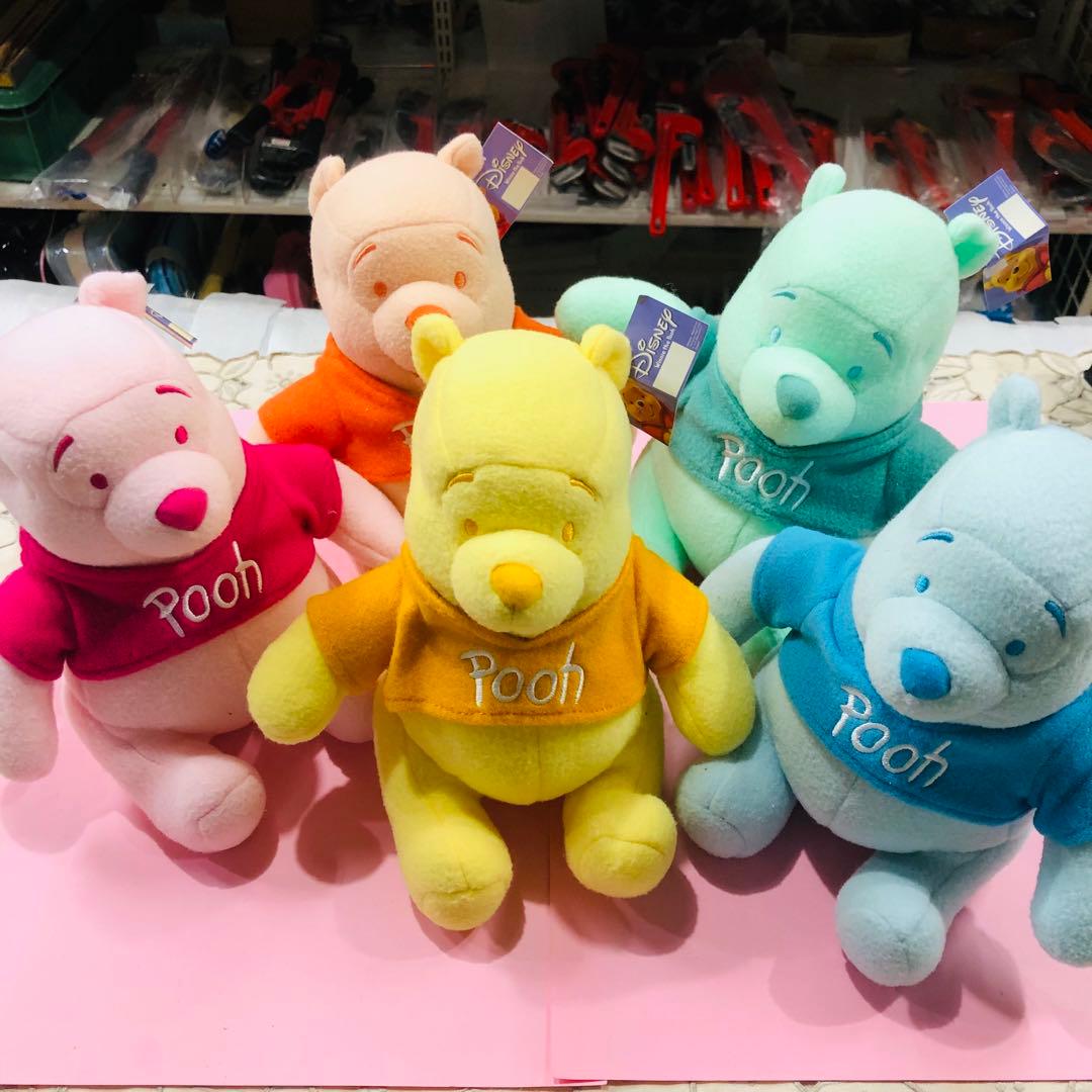 全てタグ付き 当時物 ディズニー くまのプーさん ぬいぐるみ 5色セット