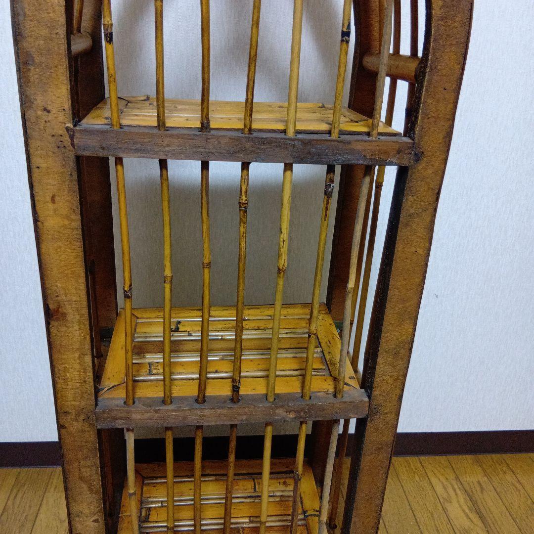 アジアン　3段バンブーラック 竹製 ディスプレイラック 飾り棚