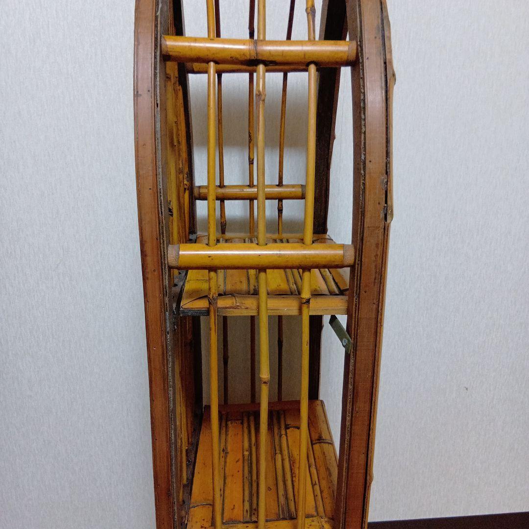 アジアン　3段バンブーラック 竹製 ディスプレイラック 飾り棚