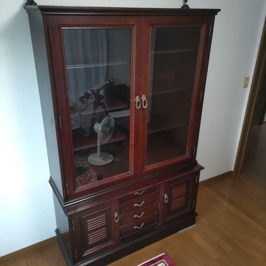 高級書棚桜　ガラス扉　　送料込み