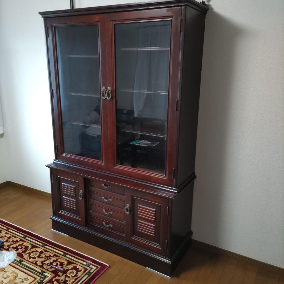 高級書棚桜　ガラス扉　　送料込み