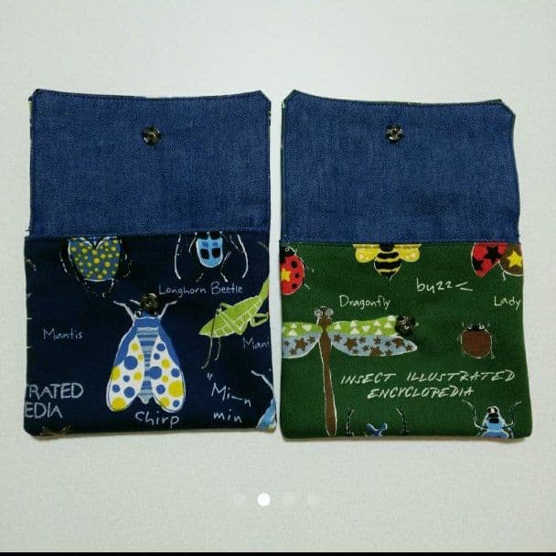 ハンドメイド オーダー 昆虫 レッスンバッグ 上履き入れ 緑 男の子