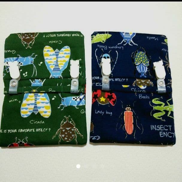 ハンドメイド オーダー 昆虫 レッスンバッグ 上履き入れ 緑 男の子