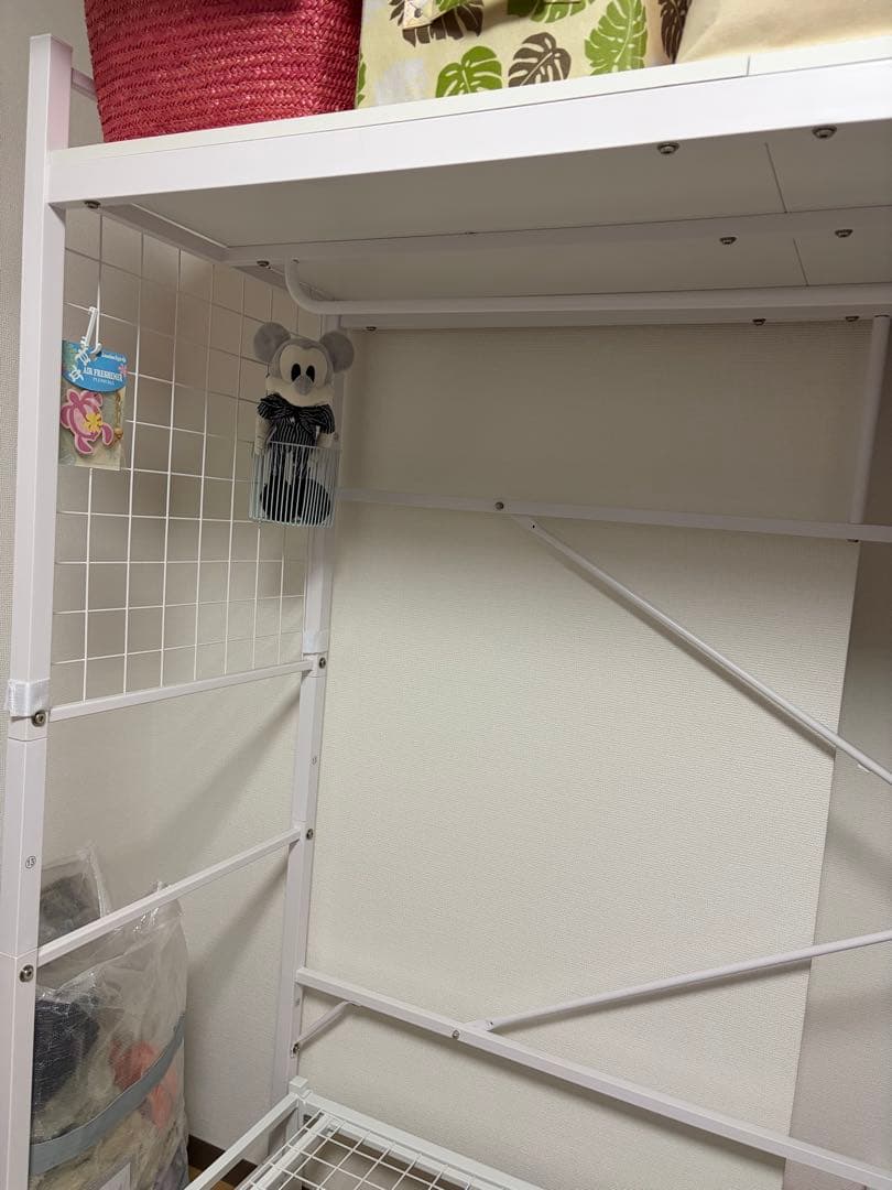 ニトリ ハンガーシェルフ ホワイト シングル パイプベッド バジーナ