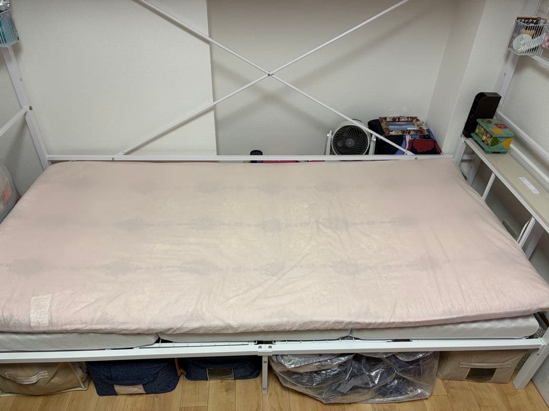 ニトリ ハンガーシェルフ ホワイト シングル パイプベッド バジーナ