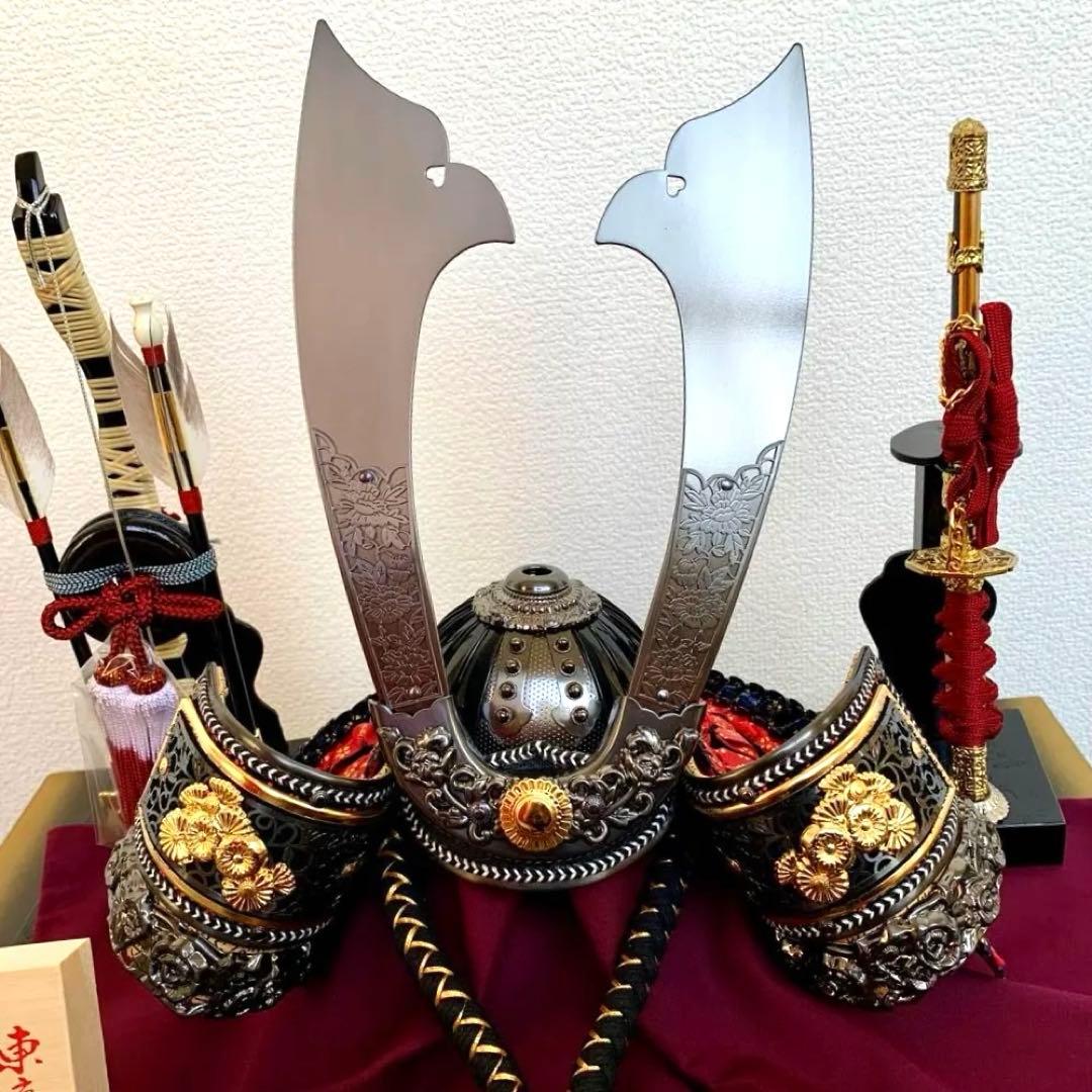 【未使用保管】 五月人形 兜飾り 飛翔 兜セット 15号 龍玉作