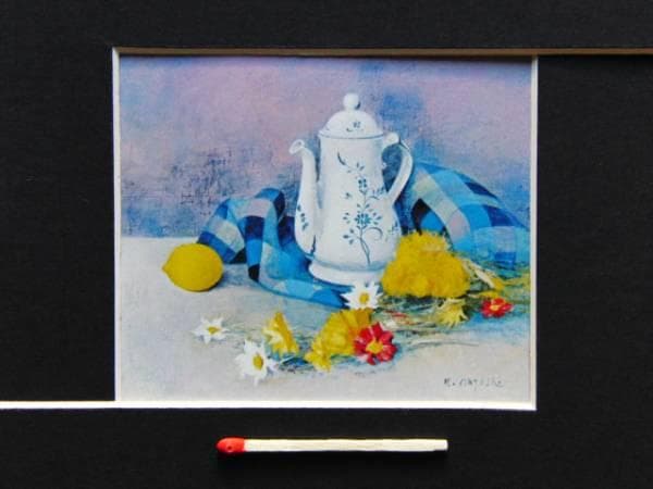 大歳克衛、静物、希少な額装用画集より、美品、新品額装付