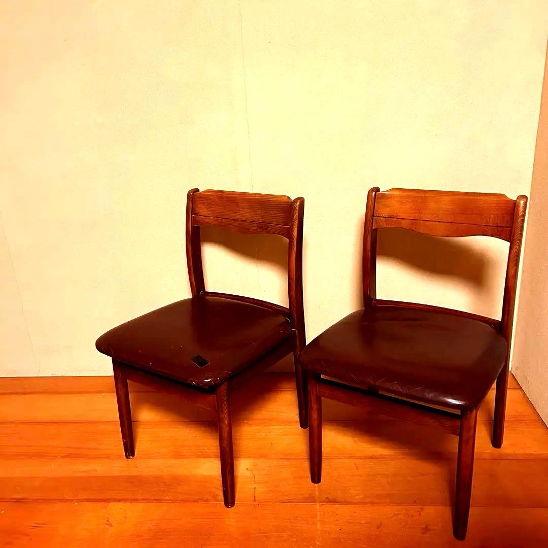 人気　SHIRAKAWA 飛騨高山　木製ブラウンチェア 2脚セット