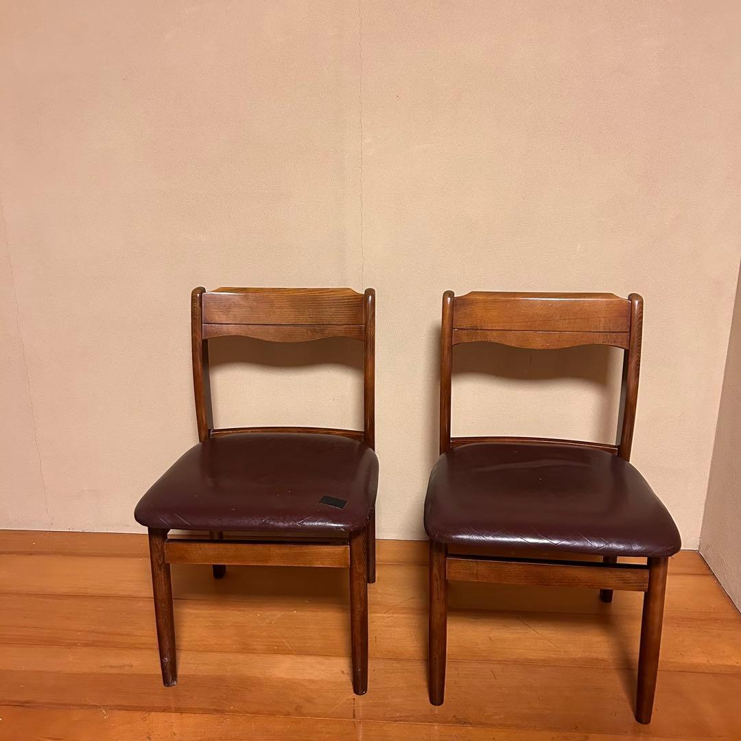 人気　SHIRAKAWA 飛騨高山　木製ブラウンチェア 2脚セット