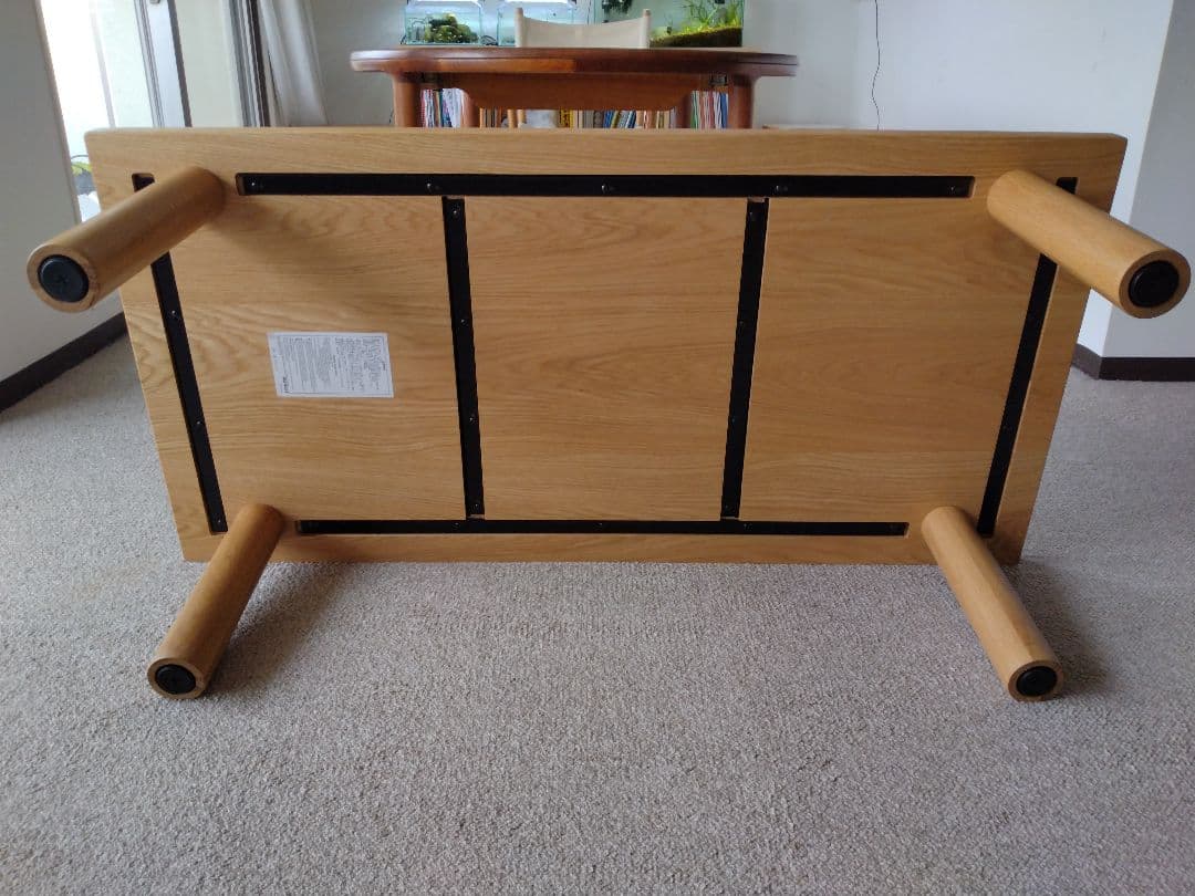 【極美品】MUJI無印良品 板と脚でできたローテーブル/オーク材/センター机座卓