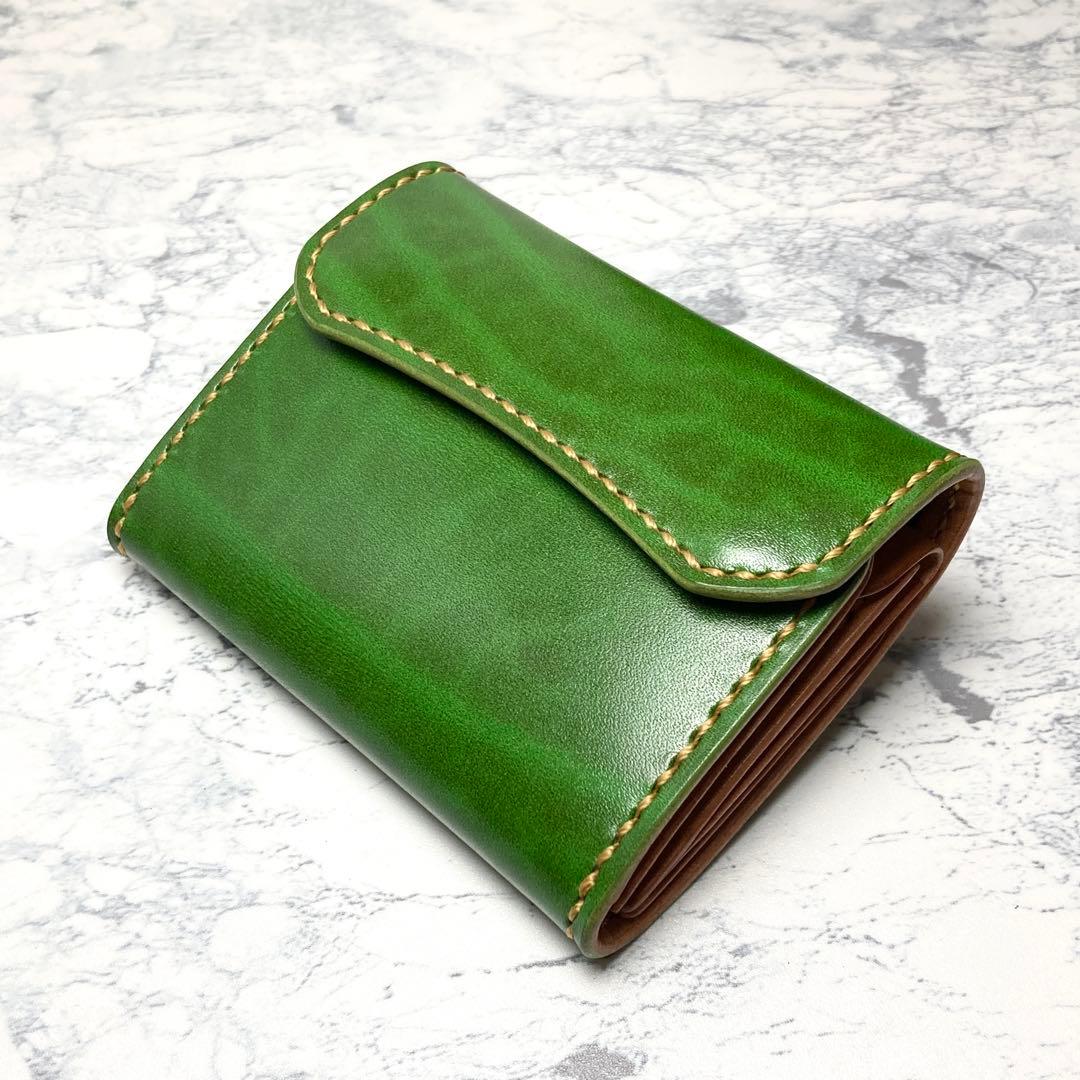 本革 ミニ財布 レザー コンパクト財布 ルガドショルダー 緑 メンズ レディース