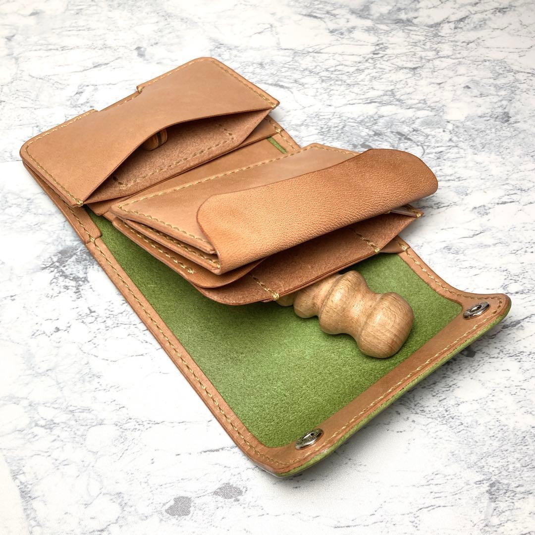 本革 ミニ財布 レザー コンパクト財布 ルガドショルダー 緑 メンズ レディース