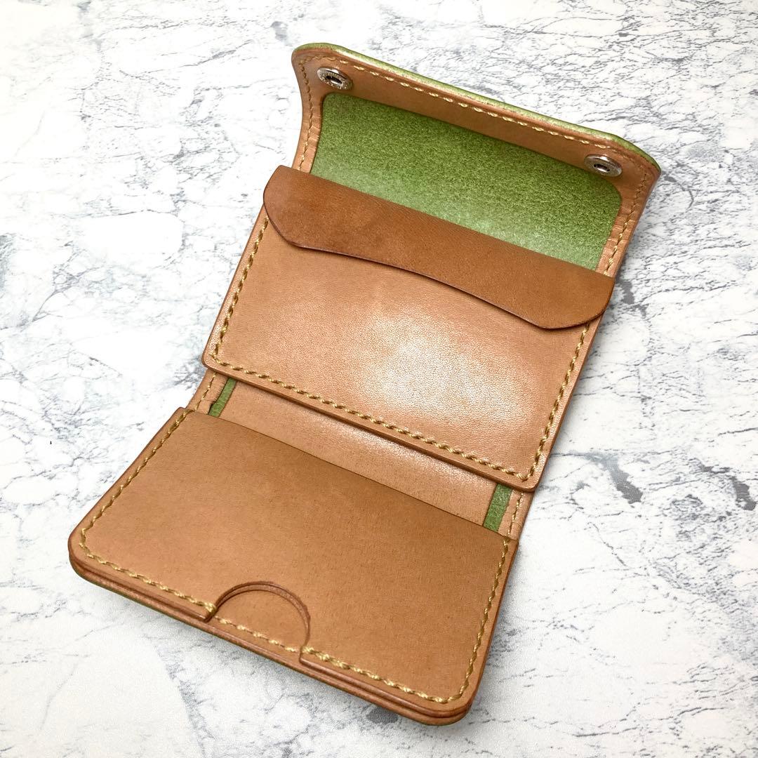 本革 ミニ財布 レザー コンパクト財布 ルガドショルダー 緑 メンズ レディース