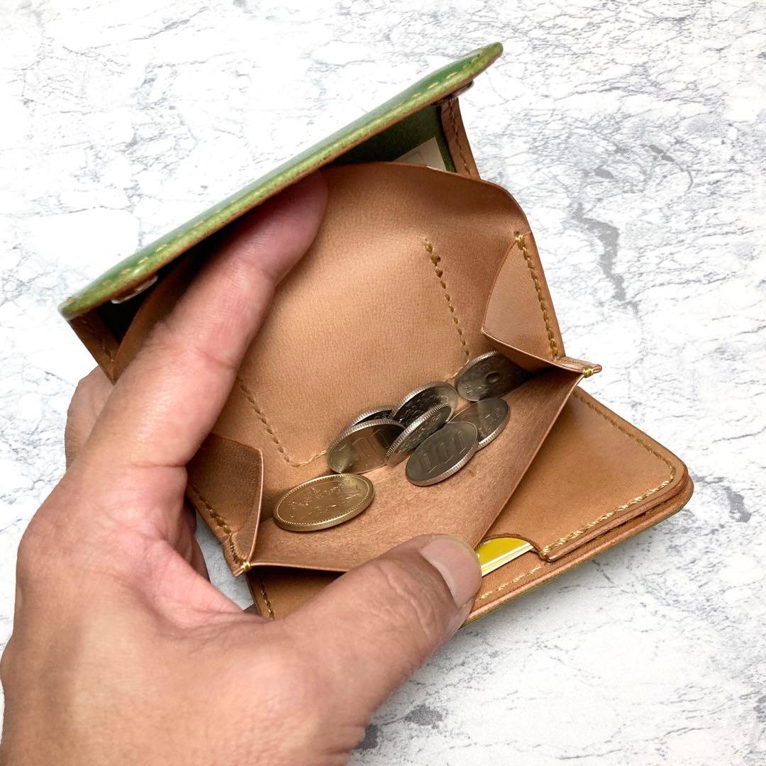 本革 ミニ財布 レザー コンパクト財布 ルガドショルダー 緑 メンズ レディース