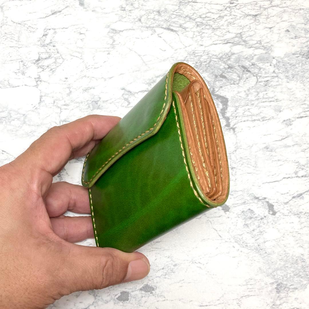 本革 ミニ財布 レザー コンパクト財布 ルガドショルダー 緑 メンズ レディース
