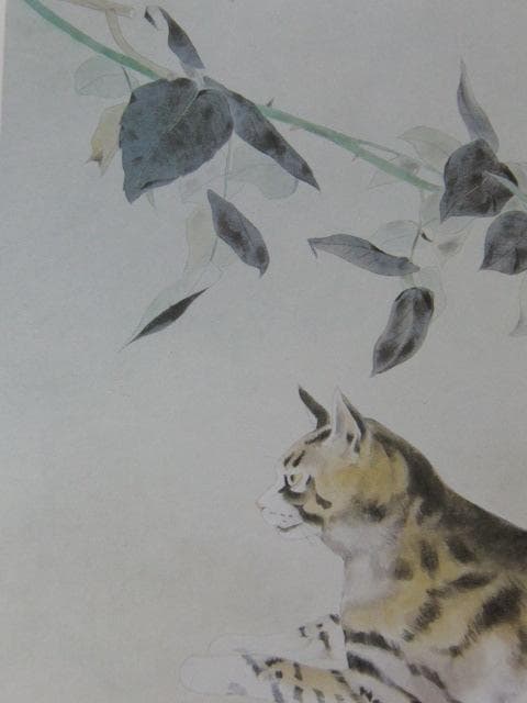 八田哲、【猫・夕】、希少な大判額装用画集より、美品、日本人画家、新品額装付