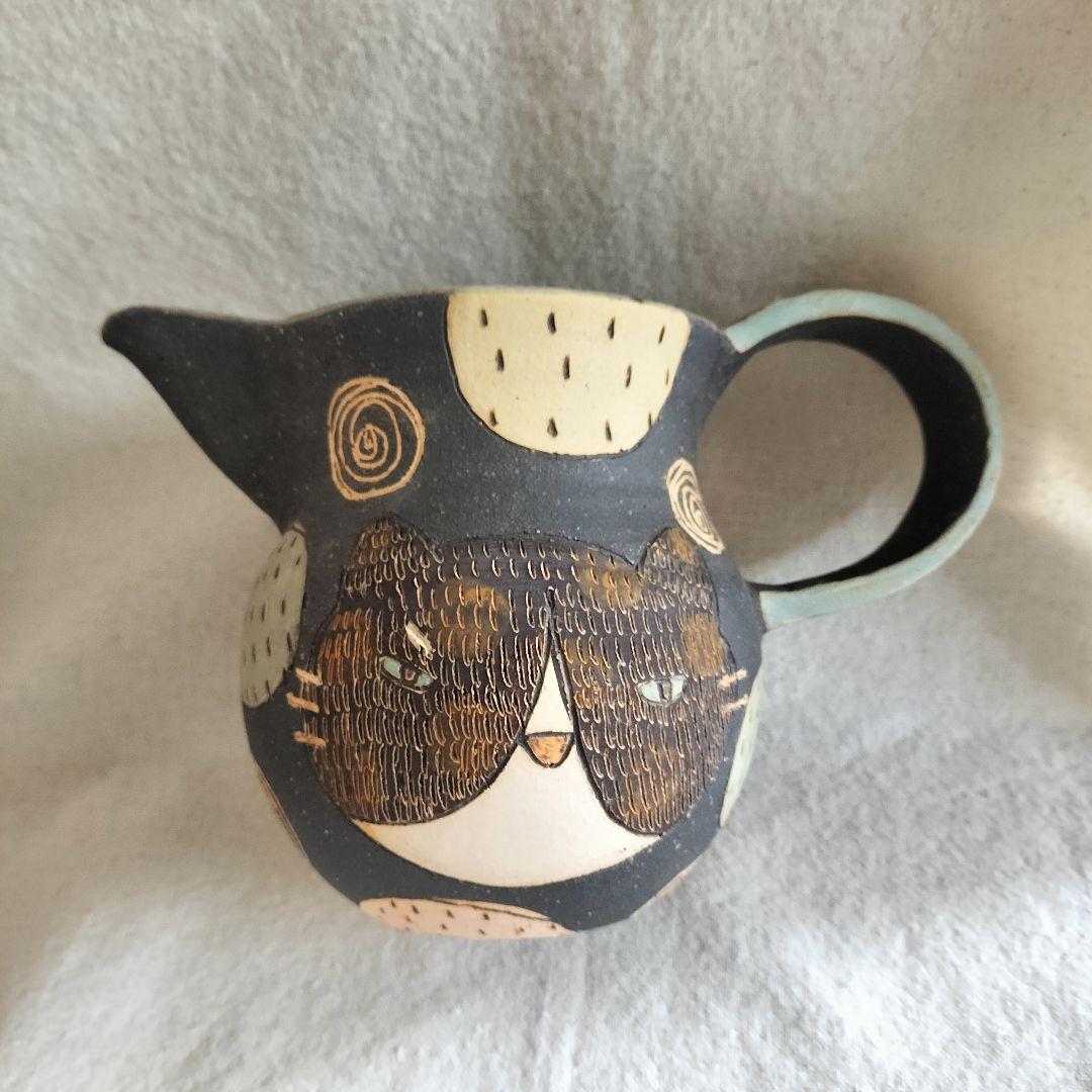 未使用☆長田恵　猫と魚　ピッチャー