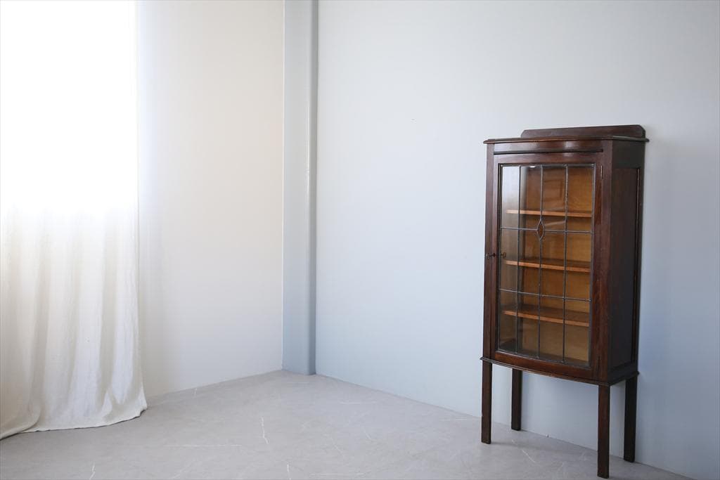 英国アンティークガラスキャビネット/食器棚/本棚/飾り棚/キュリオ(92-25)