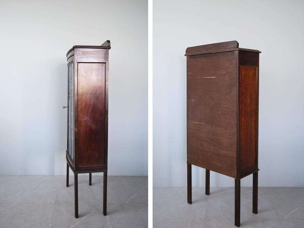 英国アンティークガラスキャビネット/食器棚/本棚/飾り棚/キュリオ(92-25)