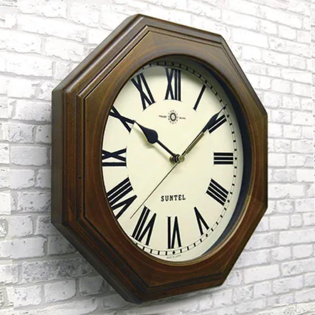 【新品未使用】　SUNTEL レトロデザイン高性能連続秒針電波時計