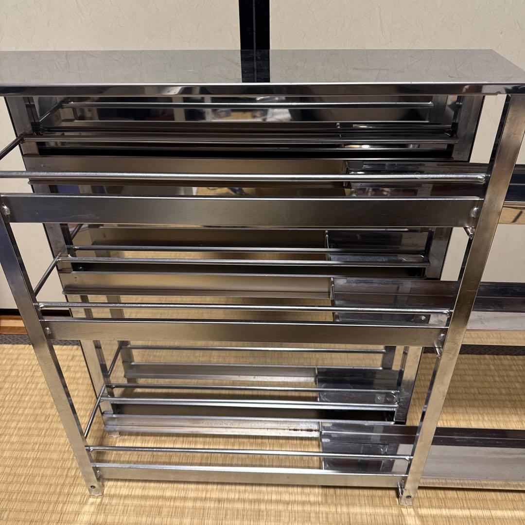 ディノス キッチン ステンレス製 大量スパイスステーション 3段