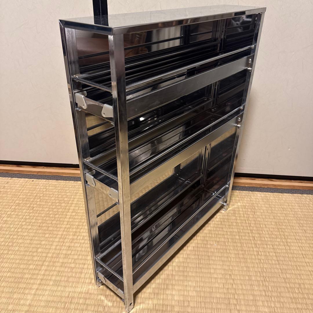 ディノス キッチン ステンレス製 大量スパイスステーション 3段