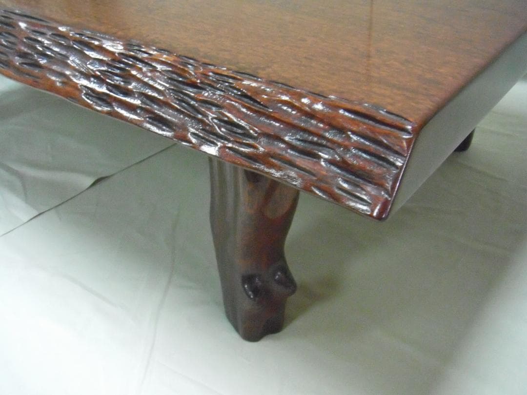 「新古品」座卓・本漆塗りブビンガ総無垢材・本漆塗り