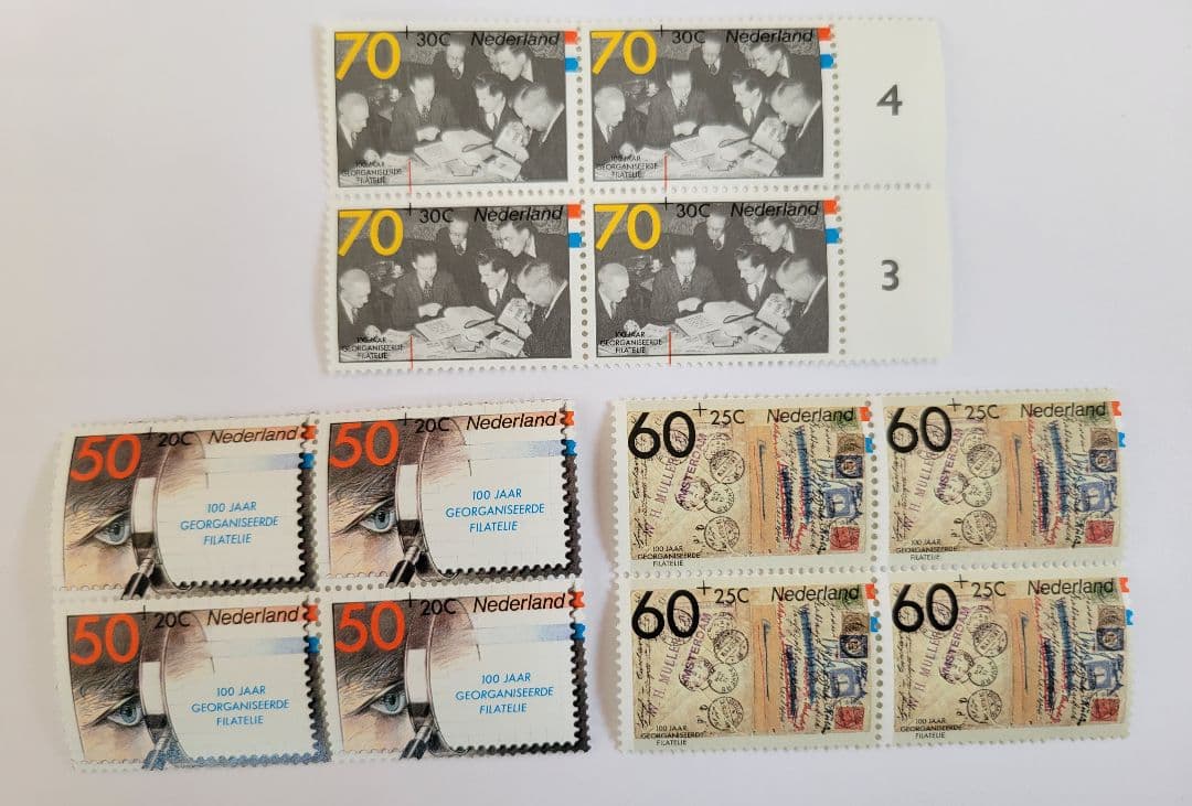 未使用 外国切手 オランダ フィラテリー100周年 記念切手 3種セット