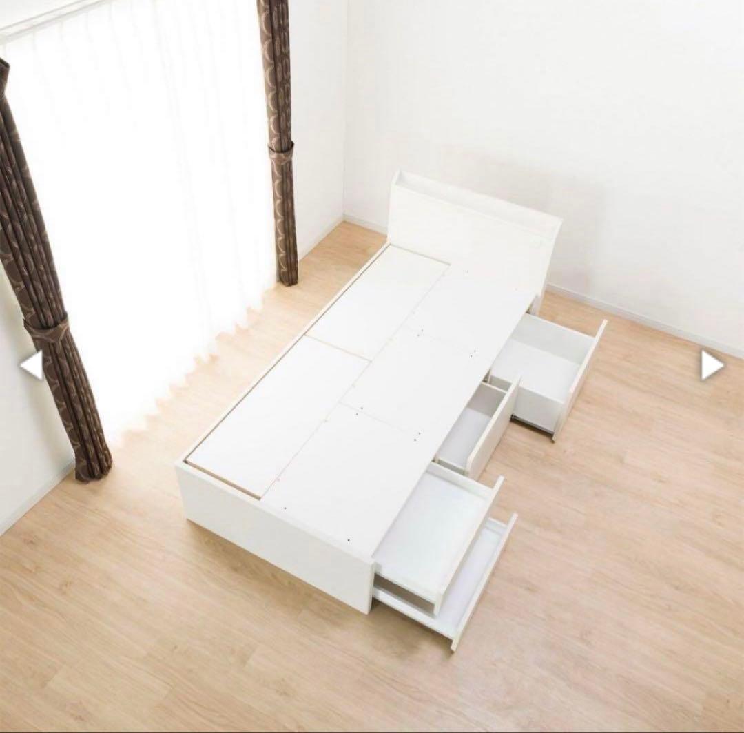 NITORI　ニトリ　ベッドフレーム　シングル　ホワイト　ジオチェスト40J