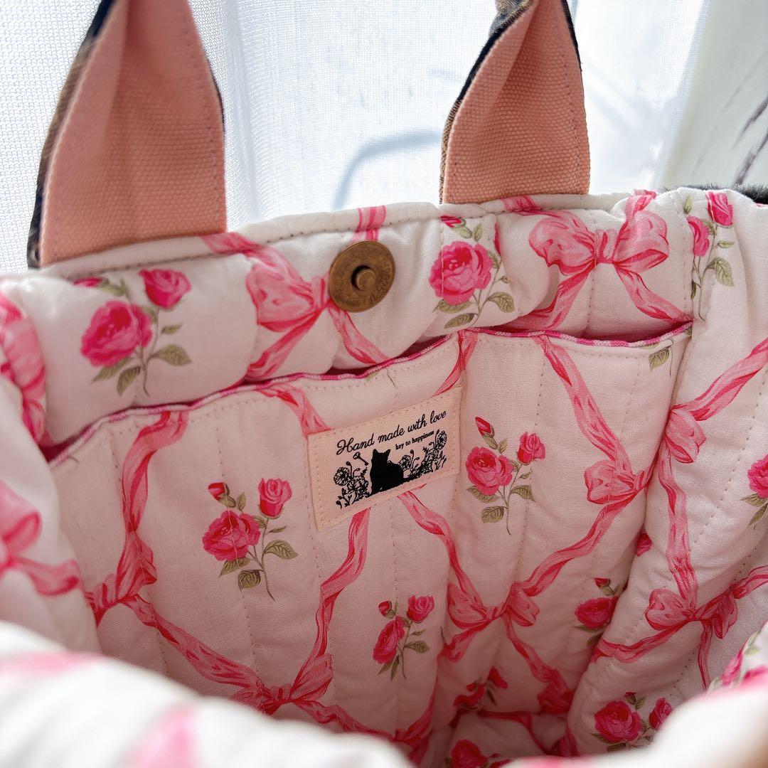 ね*】様 コヤンイサムチョン　バック　艶感ブラウン　花柄　ブラックファー