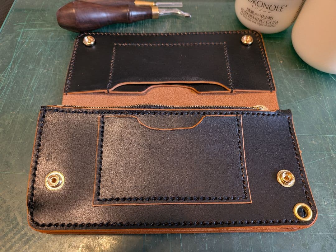 ロングトラッカーウォレット　3層　栃木レザー