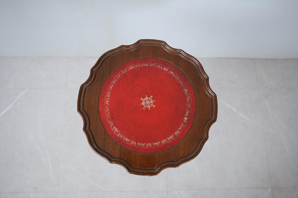 英国アンティーク木製ワインテーブル/サイドテーブル/丸机/飾り棚(89-96)