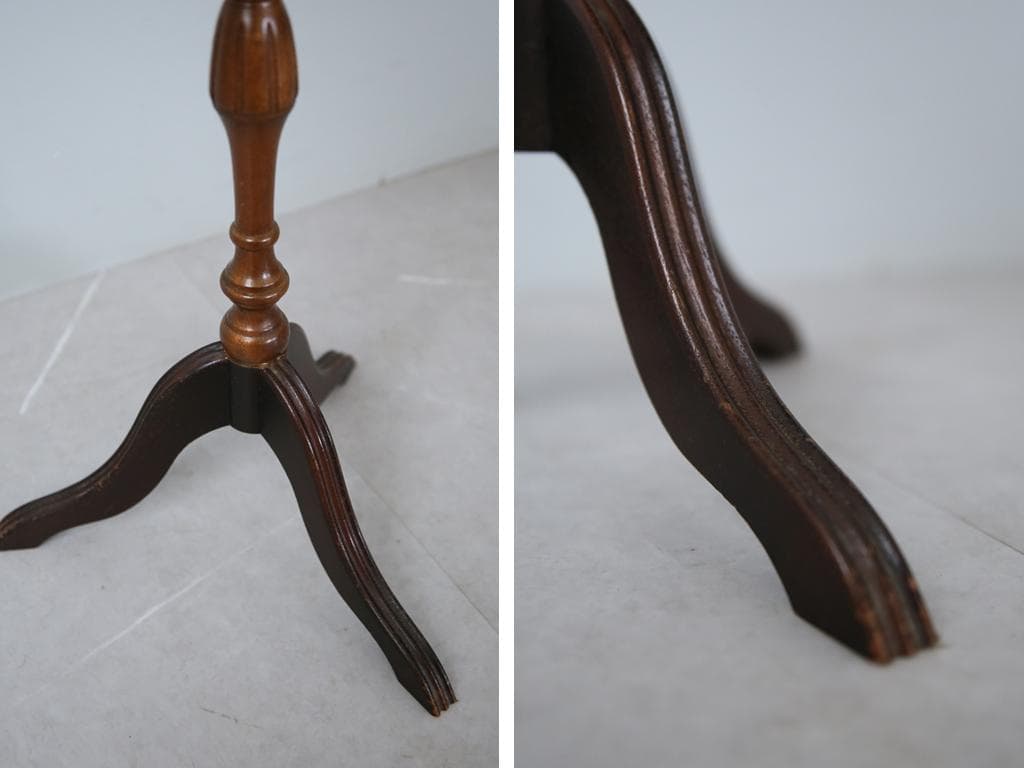 英国アンティーク木製ワインテーブル/サイドテーブル/丸机/飾り棚(89-96)